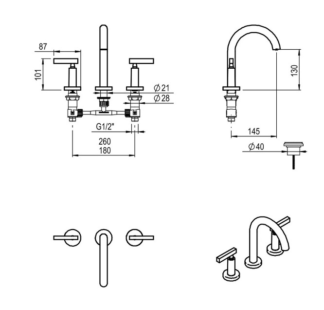 Sun Lever Black - Lavatorio