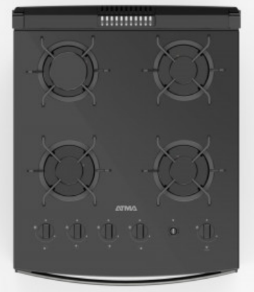 Cocina Multigas de Vidrio Templado Negra Atma