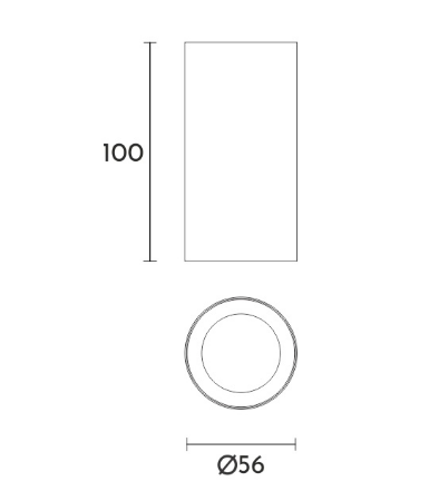 PLAFON "COCO" GU10 C/ ARO ANTIDESLUMBRANTE NEGRO Ø56X100MM, NGT