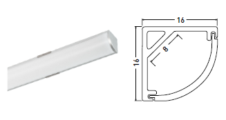 Perfil portaled Portaled 1616 para aplicar a 45° de aluminio anodizado